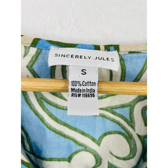 Sincerely Jules Floral Mini Flare Dress Small Blue Green Floral Mini Dress Small - Picture 5 of 15